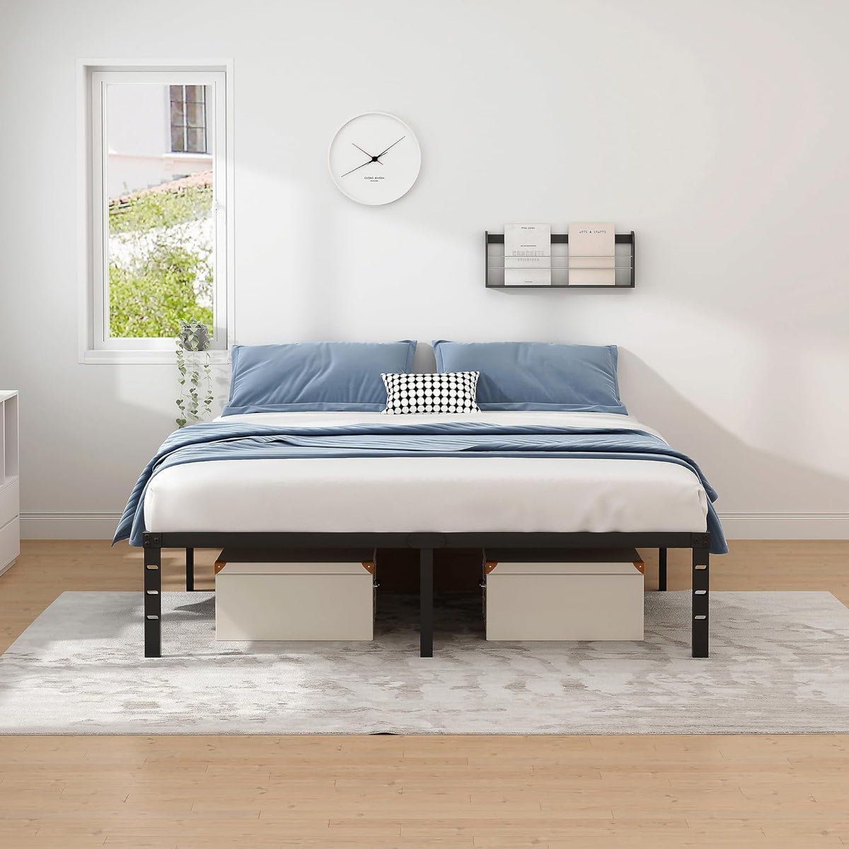 NEW JETO Metal Bed Frame,Queen Size Bed Frame with Storage Space,14 Inch
