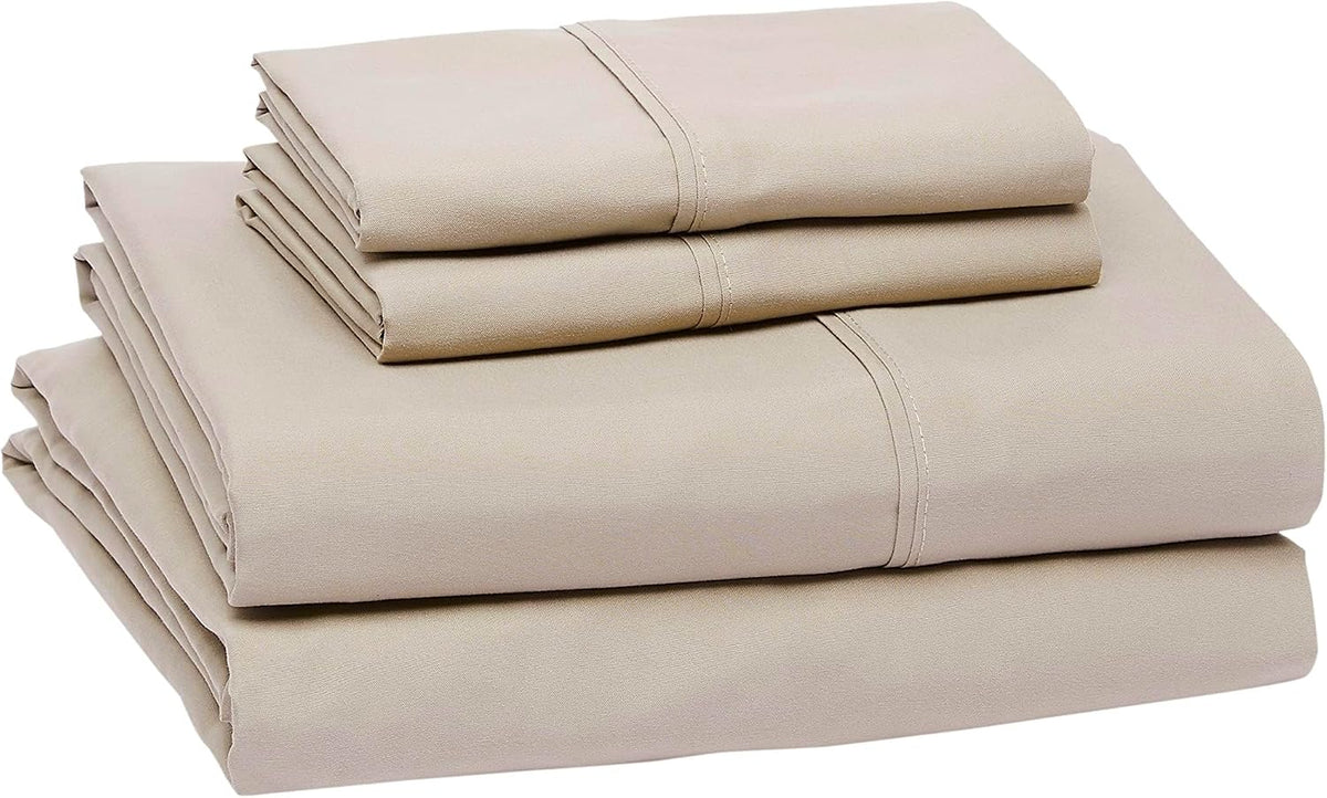 Amazon Basics Lightweight Super Soft Breathable Wrinkle-Resistant Microfiber 4-Piece Bed Sheet Set