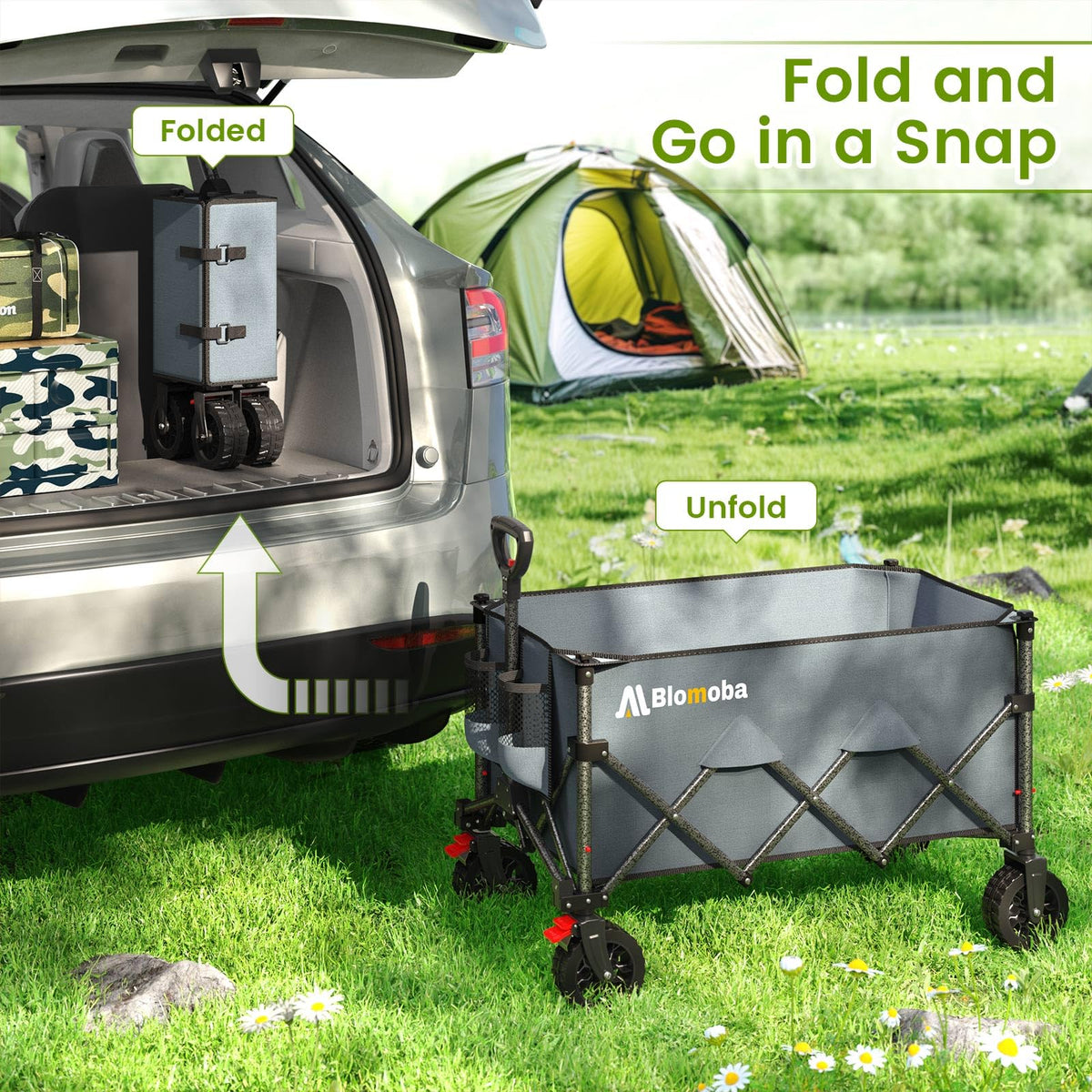 Blomoba Folding Wagon Cart with Wheels, 220lbs Utility Wagon Cart, Black Father Jim Norris notebooks