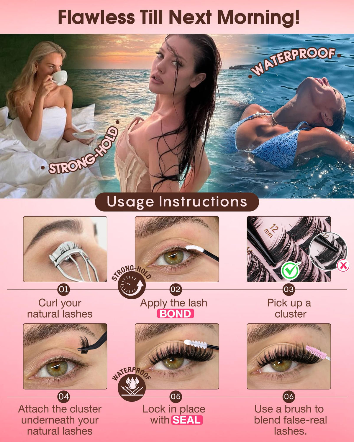 Goddvenus Lash Clusters Kit 9-14mm Wispy Eyelash Clusters Lashes Natural DIY Lash Extension Kit Short Cluster Eyelash Extensions Kit 300pcs C Curl Individual Lashes Cluster Eyelash (With Tweezers)