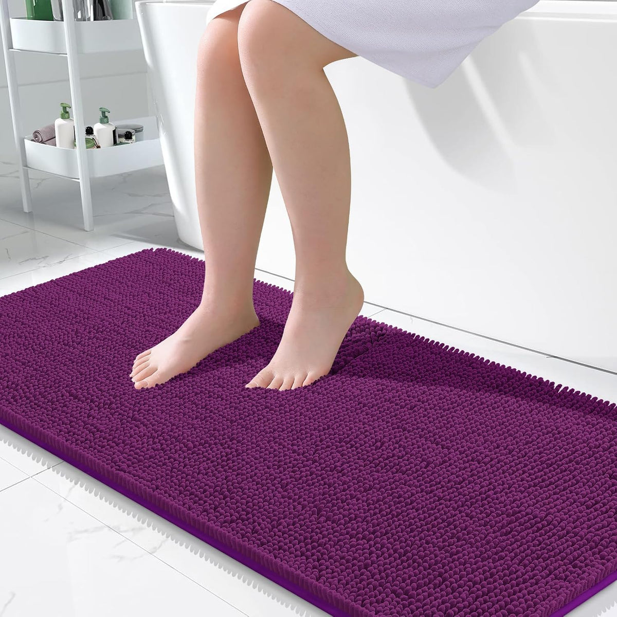 OLANLY Toilet Rugs U-Shaped 20x20,, Soft Absorbent Chenille Contour Rugs