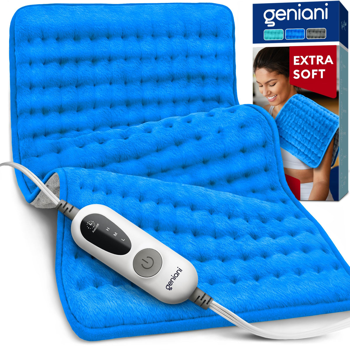 GENIANI XXL Heating Pad for Back Pain & Menstrual Pain Relief, Electric Throw Auto Shut Off,