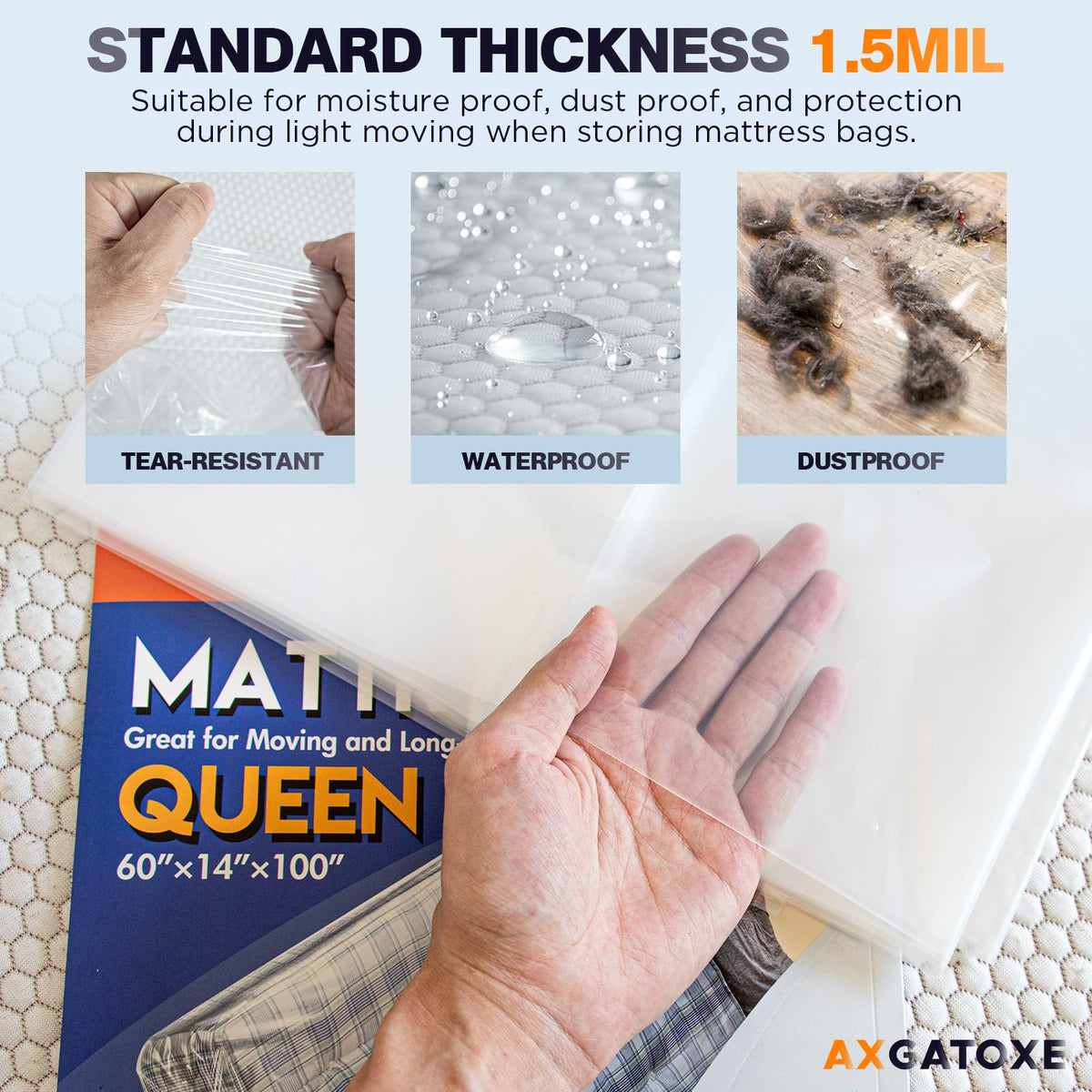 Plastic Mattress Bag for Moving Storage, King Size (1.5MIL)