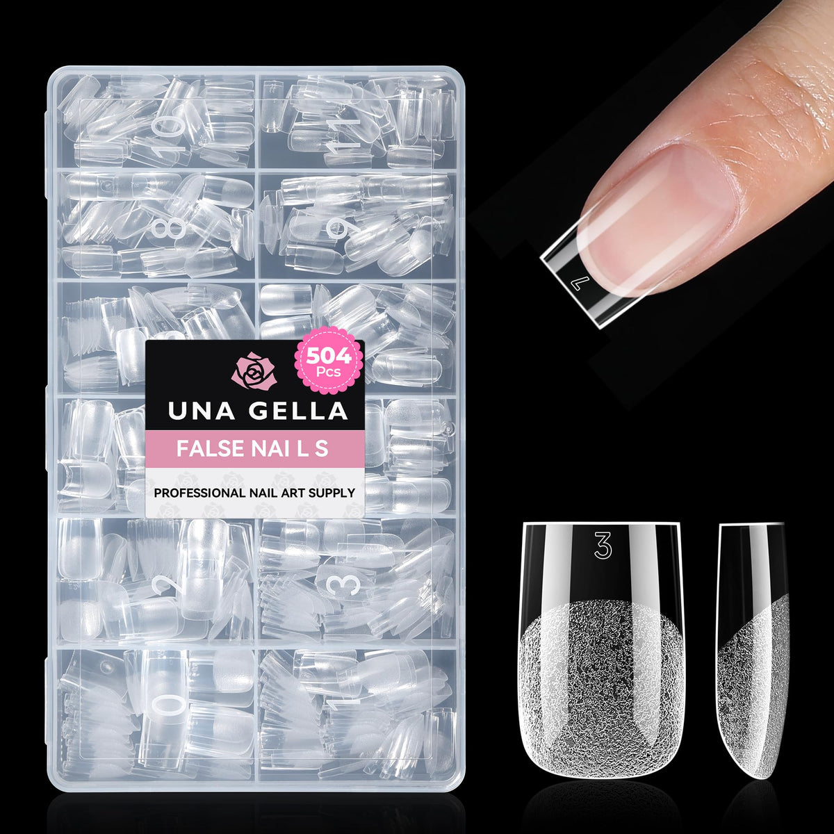 UNA GELLA Short Almond Nail Tips 504PCS Short Fake Nails Soft Press Ons