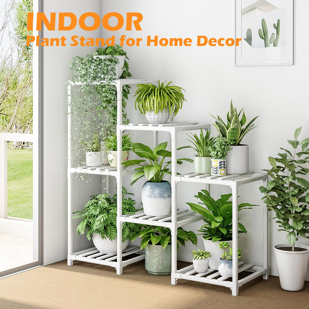 Bamworld Plant Stand Indoor with Flower Fairy Lights Battery Plant Shelf Father Jim Norris notebooks
