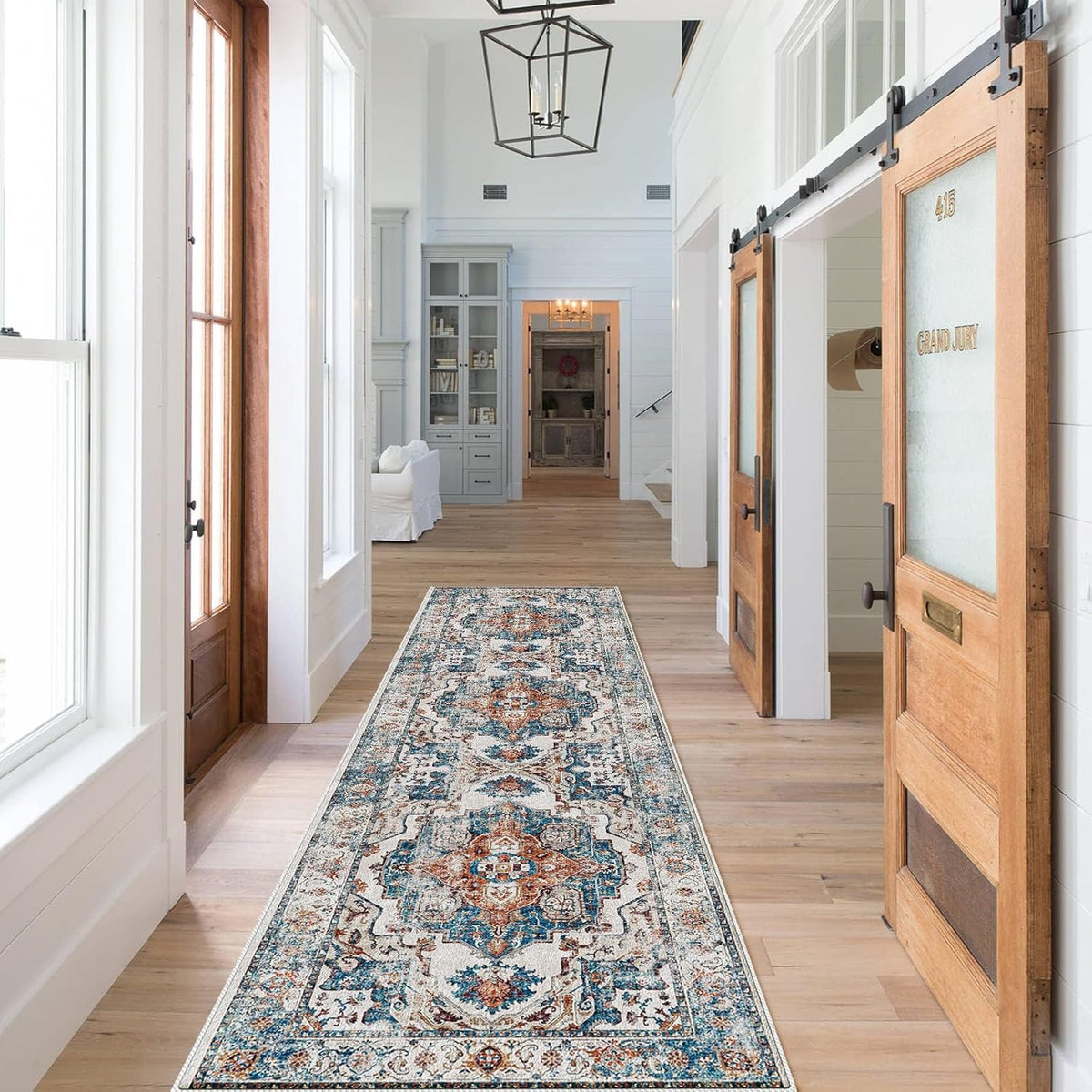 Hallway Washable Runner Rug - 3x10 Kitchen Rugs Entryway Rug Runner Vintage Soft Floor Mat Non Slip Indoor Farmhouse Carpet for Bathroom Living Room Bedroom (3 X 10, Beige)