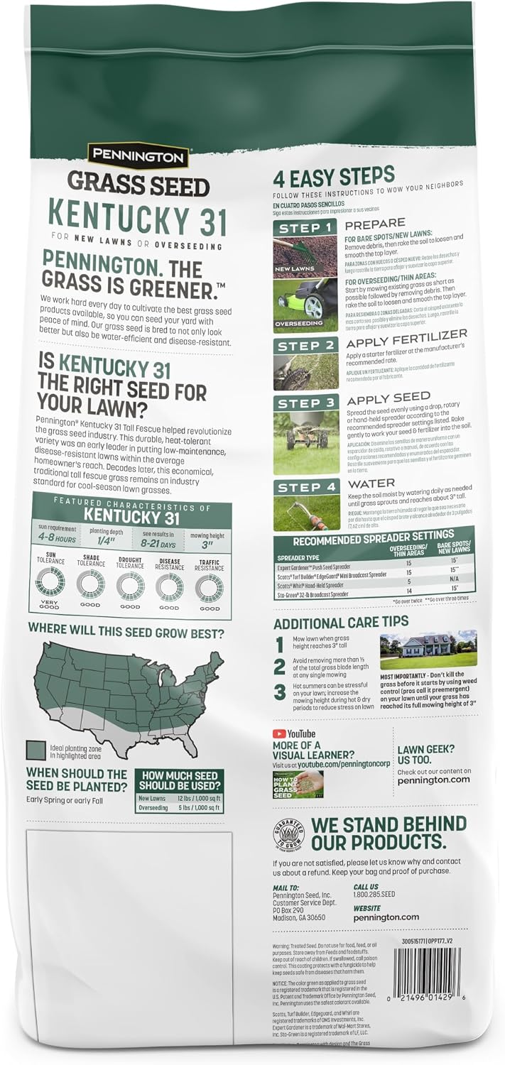 Pennington Kentucky 31 Tall Fescue Grass Seed, Drought-Resistant, 7 LB Father Jim Norris notebooks