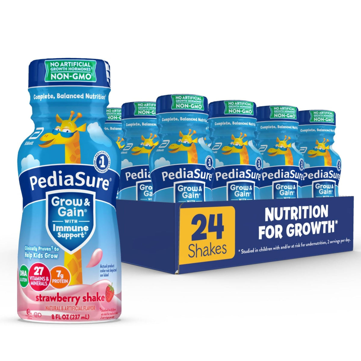PediaSure Grow & Gain Kids Nutrition Shake, 7g Protein, Chocolate, 24 Pack