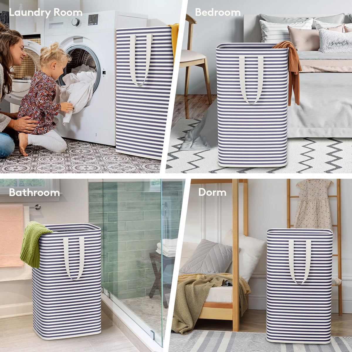 Lifewit 80L Large Laundry Baskets, Laundry Hampers Bags, 2 Pack, Grey