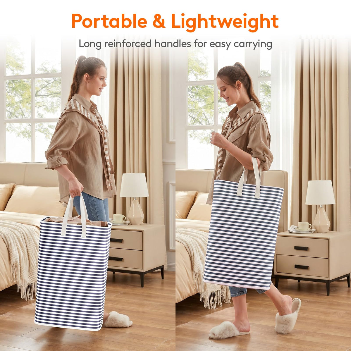 Lifewit 80L Large Laundry Baskets, Laundry Hampers Bags, 2 Pack, Grey