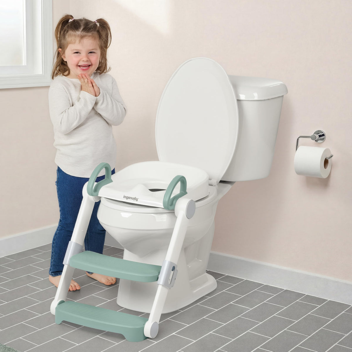 Ingenuity My Size Potty Training Toilet Kit with Sylvi Potty Training Book, Makes Learning