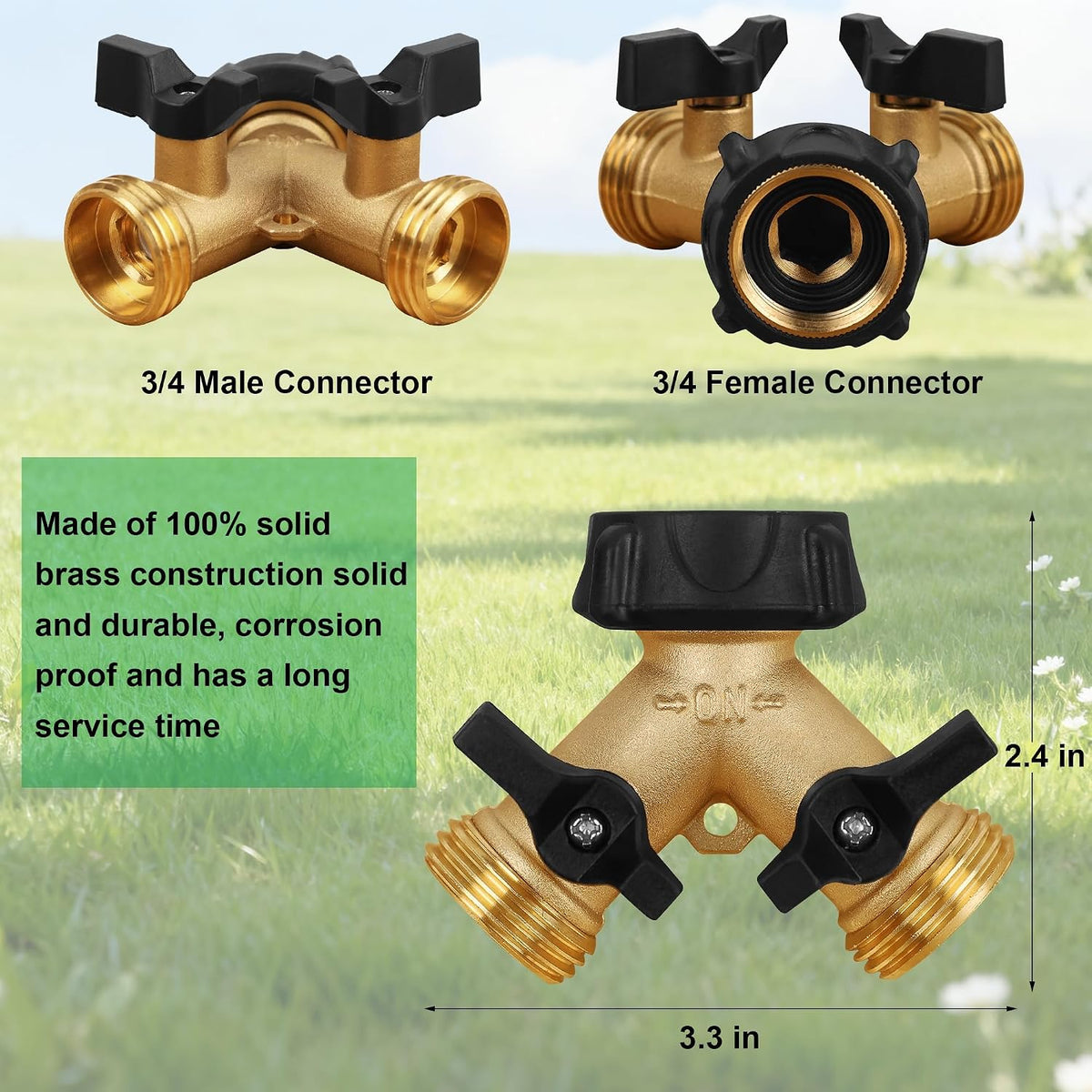 Biswing Garden Hose Splitter 2 Way, Heavy Duty Brass Connector Tap Splitter, Y Splitter 2 Valves with 2 Extra Rubber Washers Father Jim Norris notebooks
