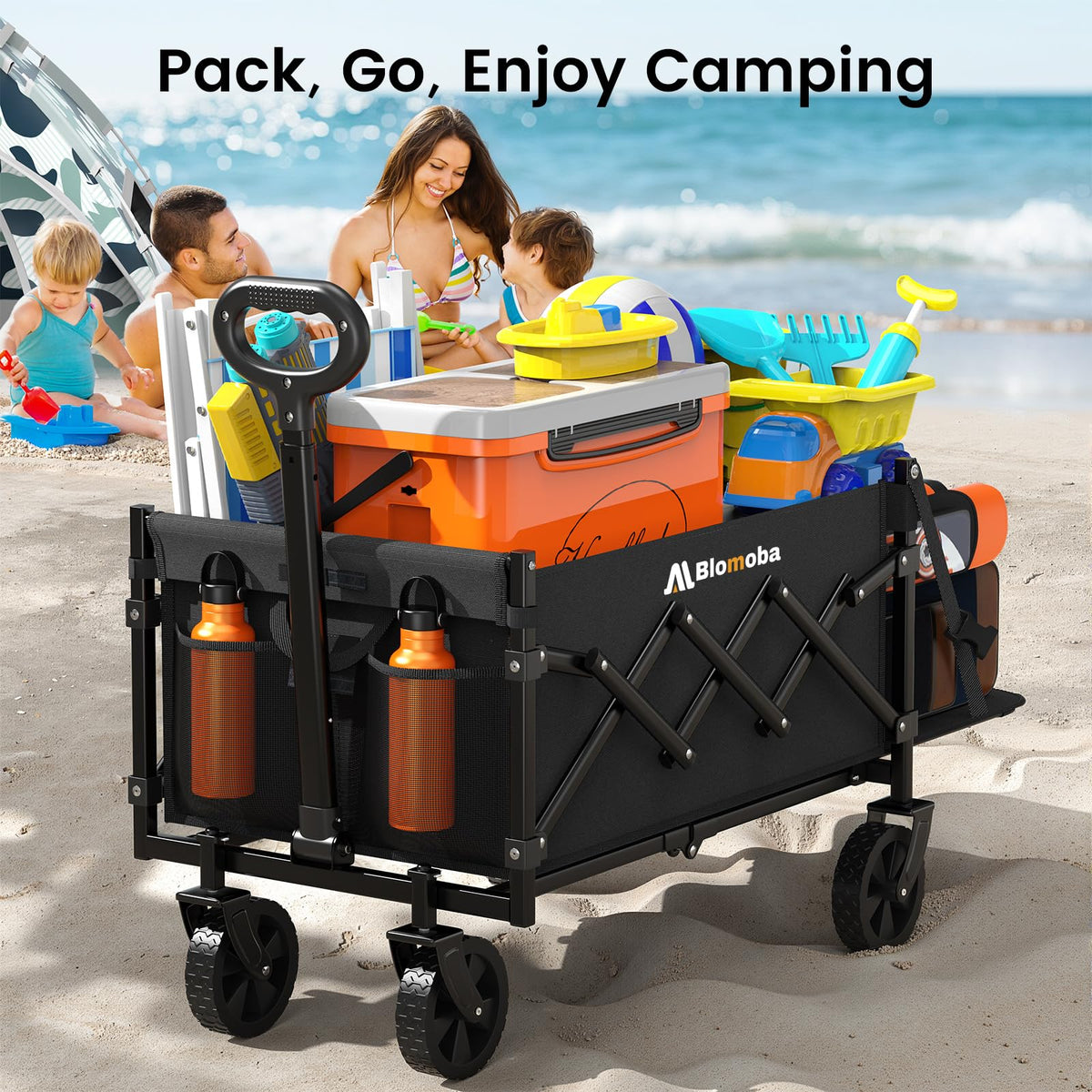 Blomoba Folding Wagon Cart with Wheels, 220lbs Utility Wagon Cart, Black Father Jim Norris notebooks