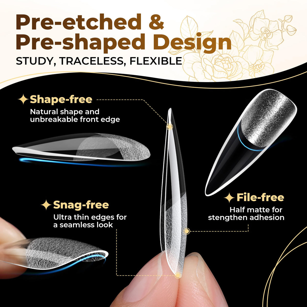 UNA GELLA Short Almond Nail Tips 504PCS Short Fake Nails Soft Press Ons
