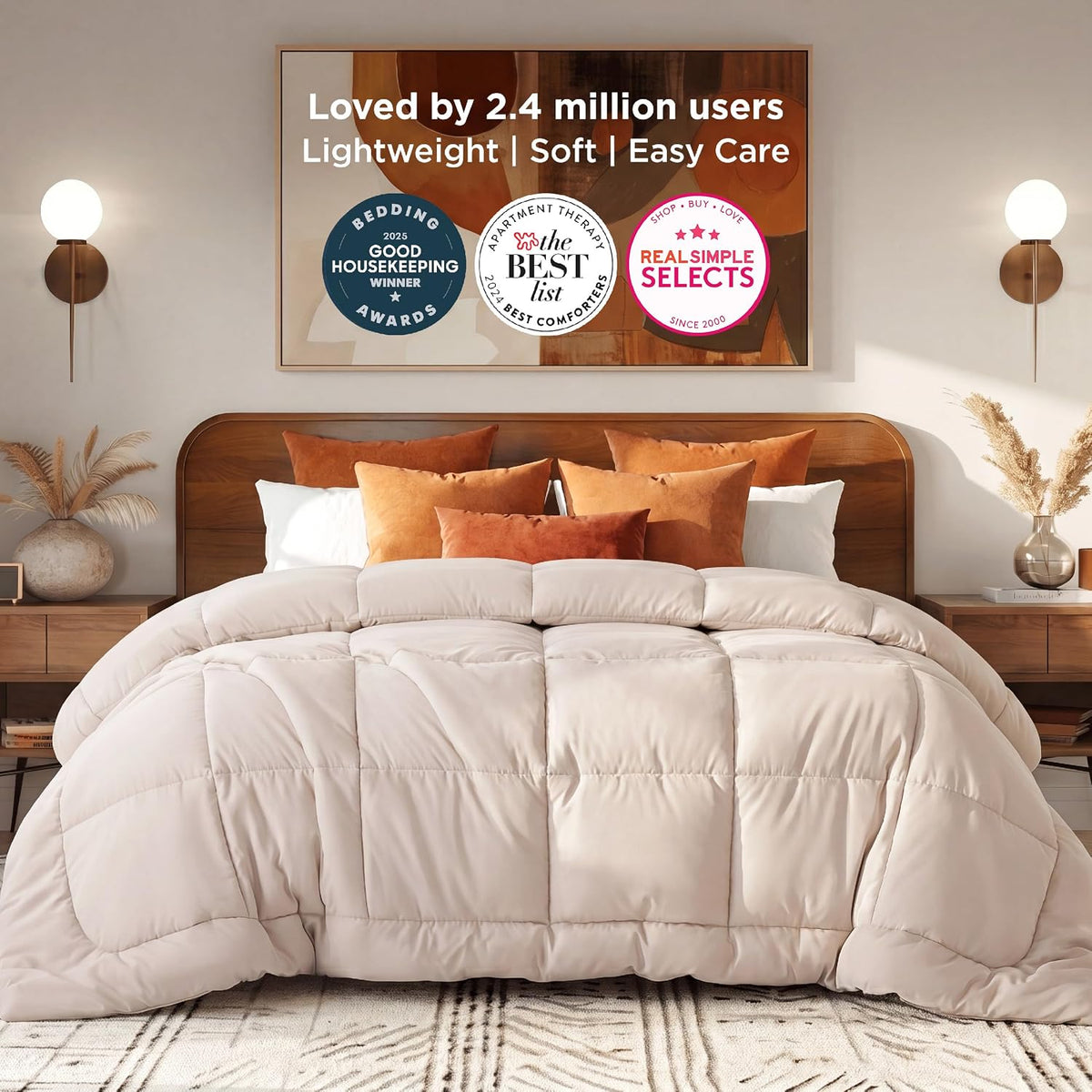 Bedsure Comforter Duvet Insert - Quilted Comforters King Size, All Season Duvet, GentleSoft Down Alternative Bedding, with 8 Tabs, Gifts for Women/Men, Light Spa Blue, King 90 x 102 Inches