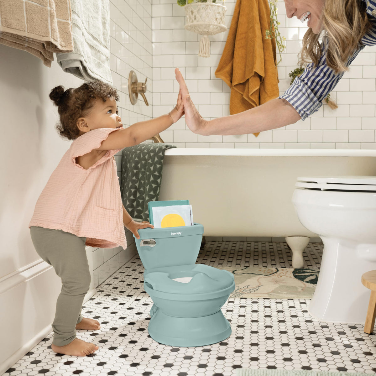 Ingenuity My Size Potty Training Toilet Kit with Sylvi Potty Training Book, Makes Learning