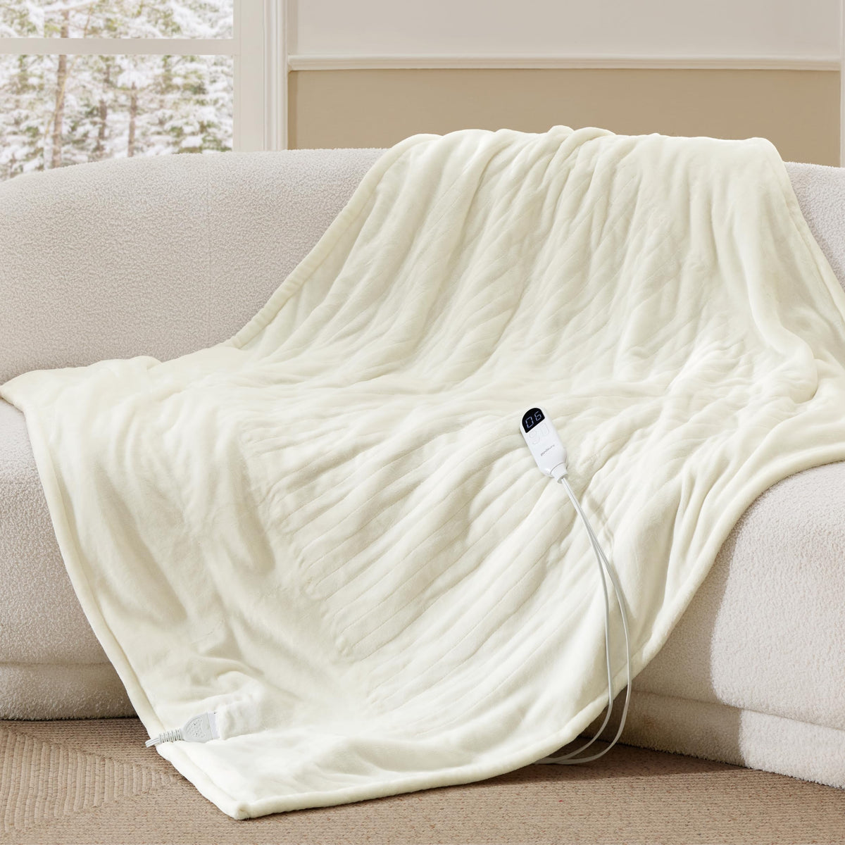Bedsure Electric Blanket Twin with Preheat Function - Soft Flannel Heated Blanket Twin Size, Fast Heating with 6 Time Settings (Up to 10H) & 6 Heat Settings, Gifts for Grandma (62x84 inches, Grey)
