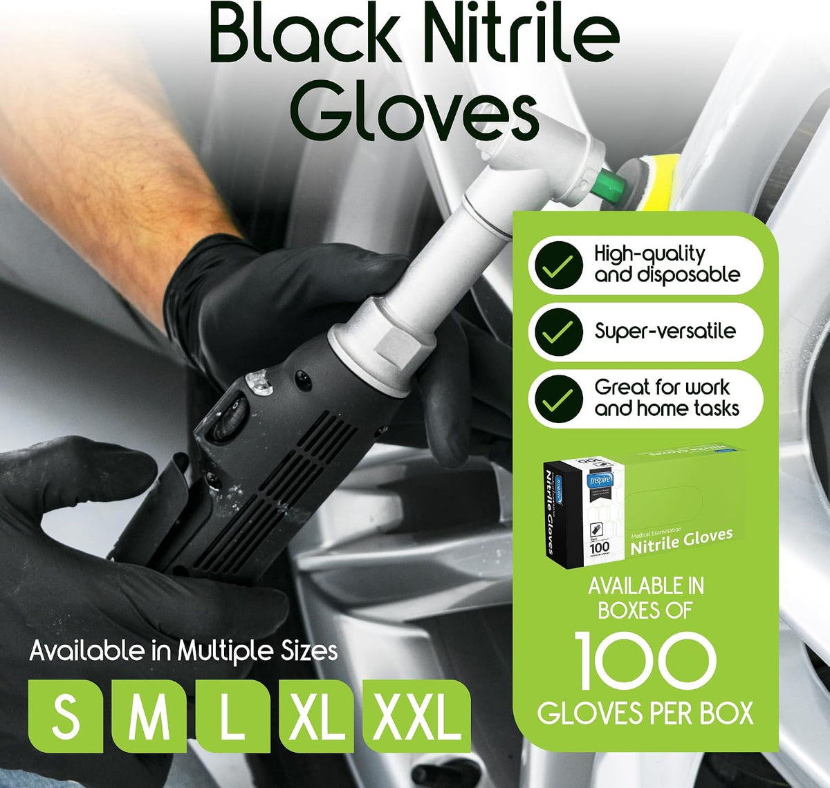 Inspire Black Nitrile Disposable Gloves | 4.5 Nitrile Disposable Safety Medical Cooking Cleaning Gloves Father Jim Norris notebooks