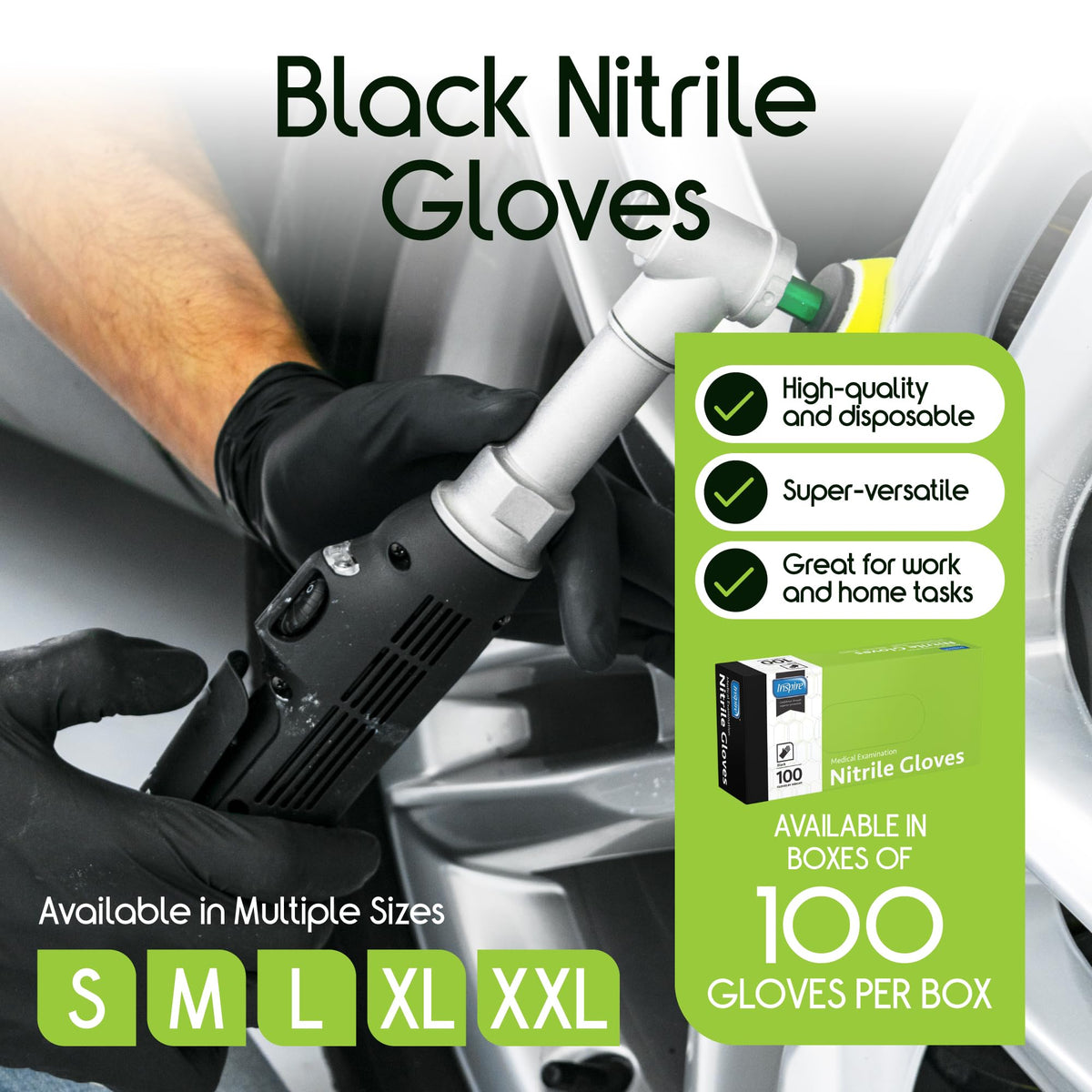 Inspire Black Nitrile Disposable Gloves | 4.5 Nitrile Disposable Safety Medical Cooking Cleaning Gloves Father Jim Norris notebooks