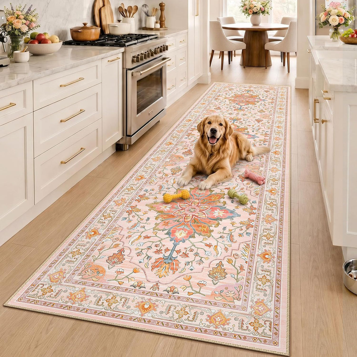 RELEANY Washable Area Rug, Small 2'x3', Teal Green/White/Navy