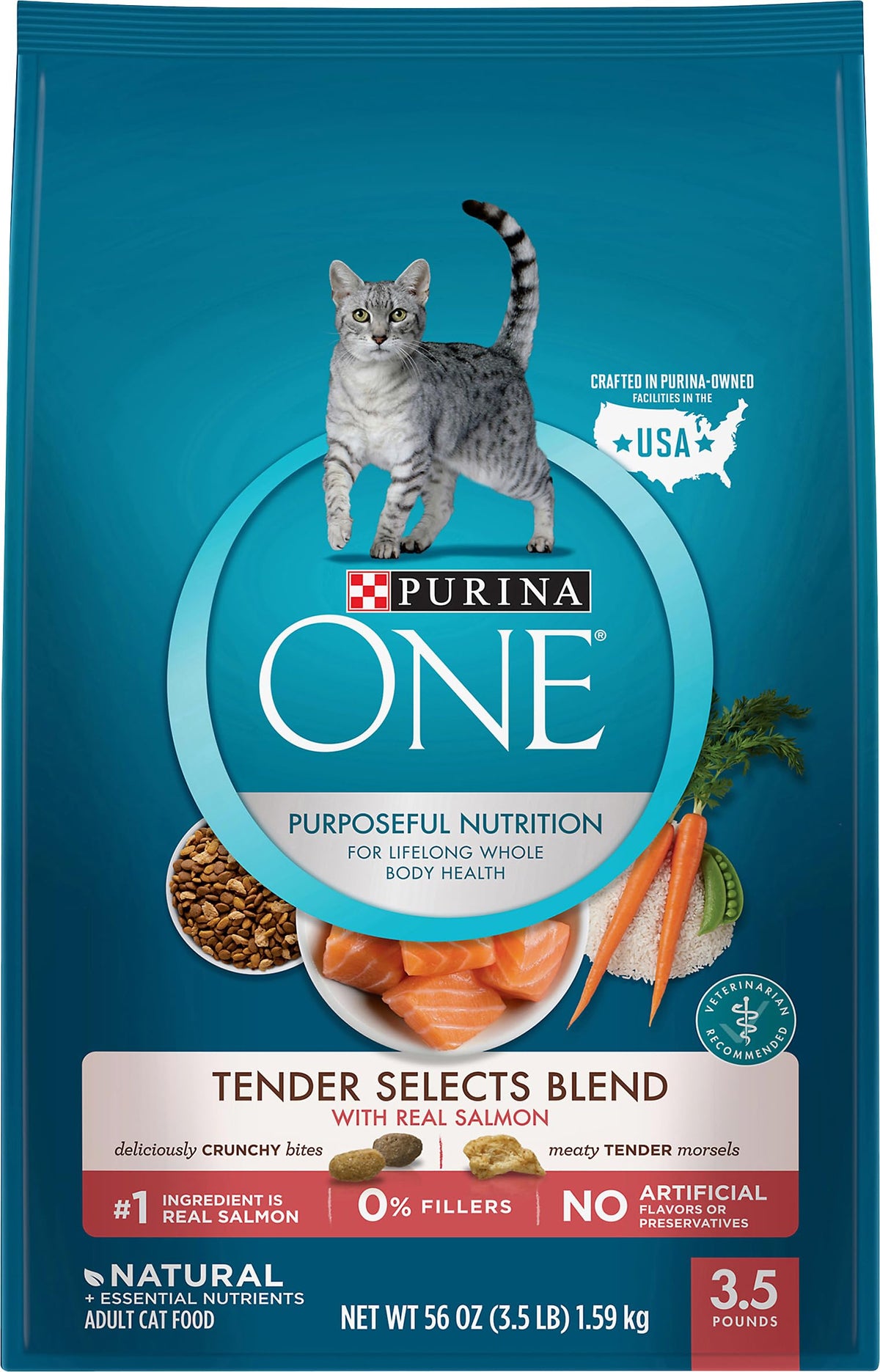 Purina ONE Tender Selects Dry Cat Food, Salmon, 7 lb Bag