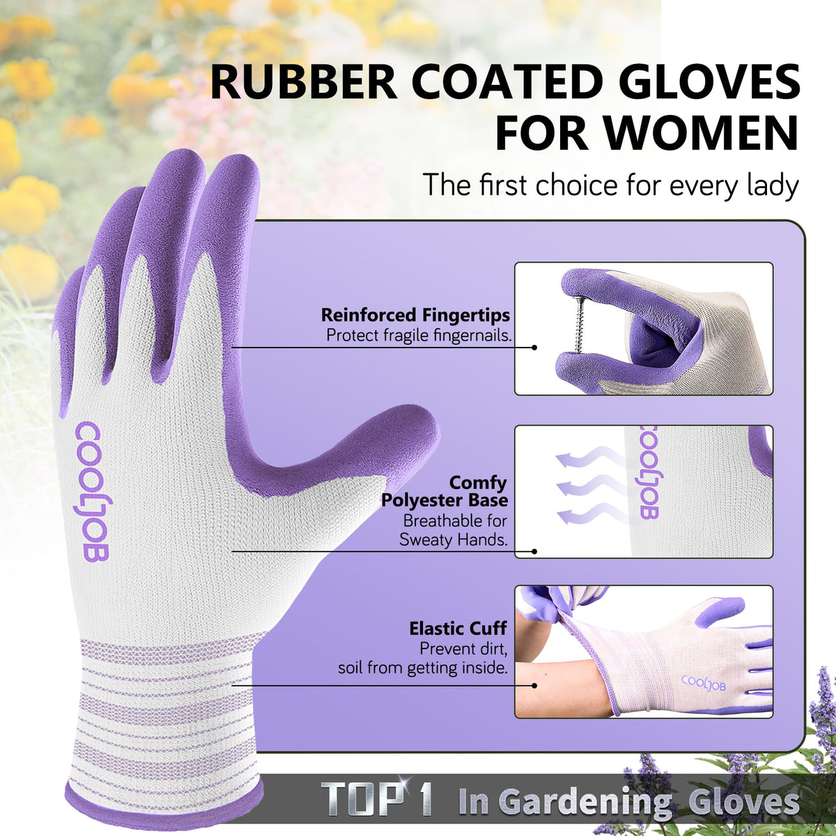 COOLJOB 6 Pairs Gardening Gloves for Women Ladies, Breathable Rubber Coated for Yard Garden, Outdoor Indoor Protective Work with Grip, Medium Size, Red & Green Father Jim Norris notebooks