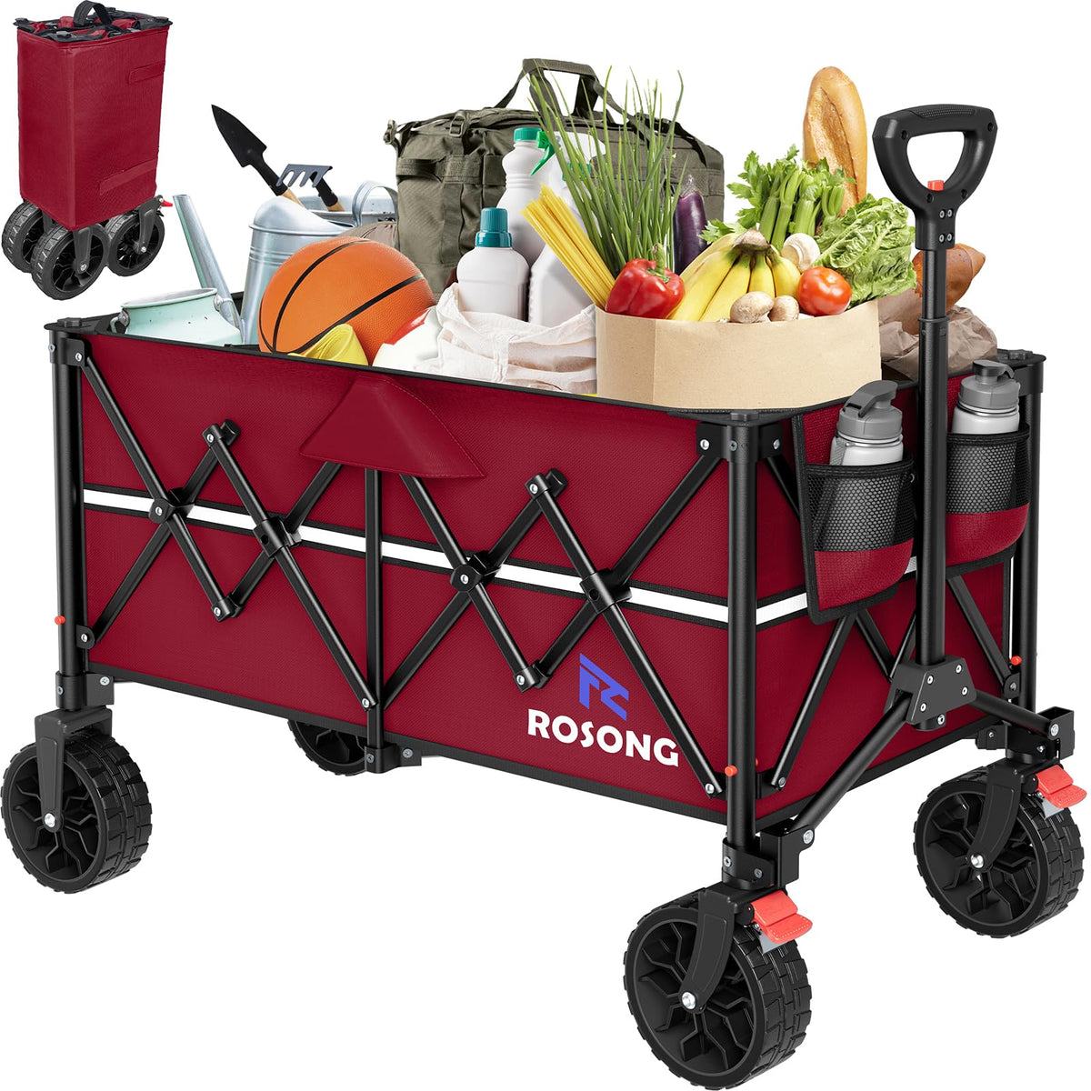 ROSONG Collapsible Wagon Cart with Wheels Foldable - Folding Utility Heavy Duty Wagons Carts for Grocery Sports Garden Shopping Camping Wheelbarrows (Pink, 120L) Father Jim Norris notebooks