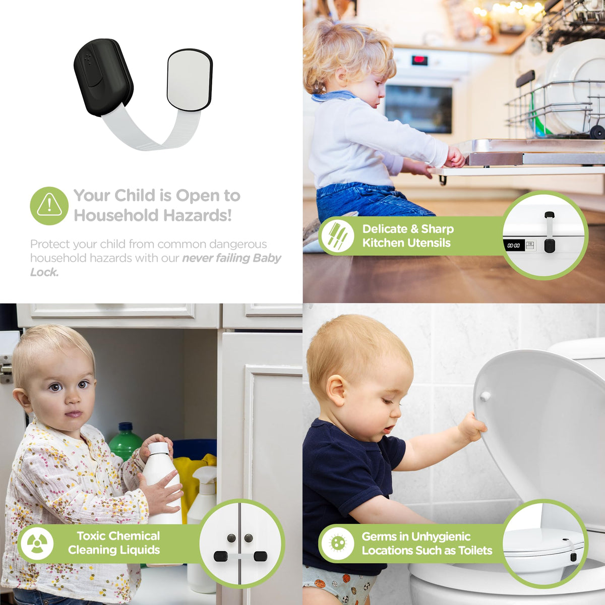 SKYLA HOMES Cabinet Strap Locks for Baby Proofing, 8 Pack, White