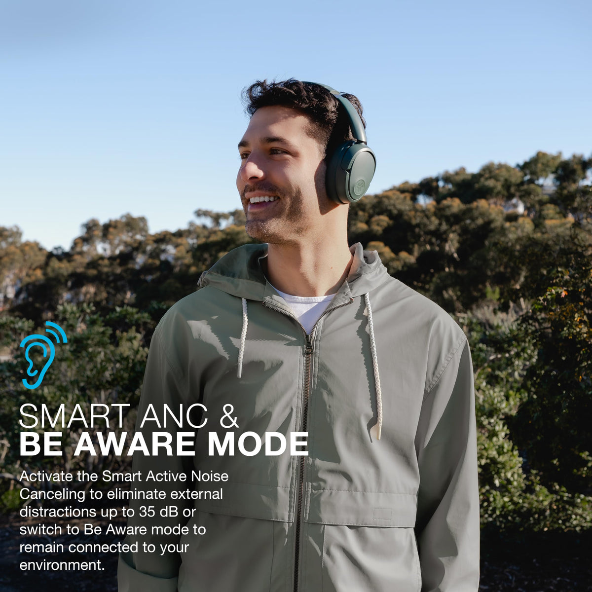 JLab JBuds Lux ANC Wireless Over-Ear Headphones, Limited Edition Navy Father Jim Norris notebooks