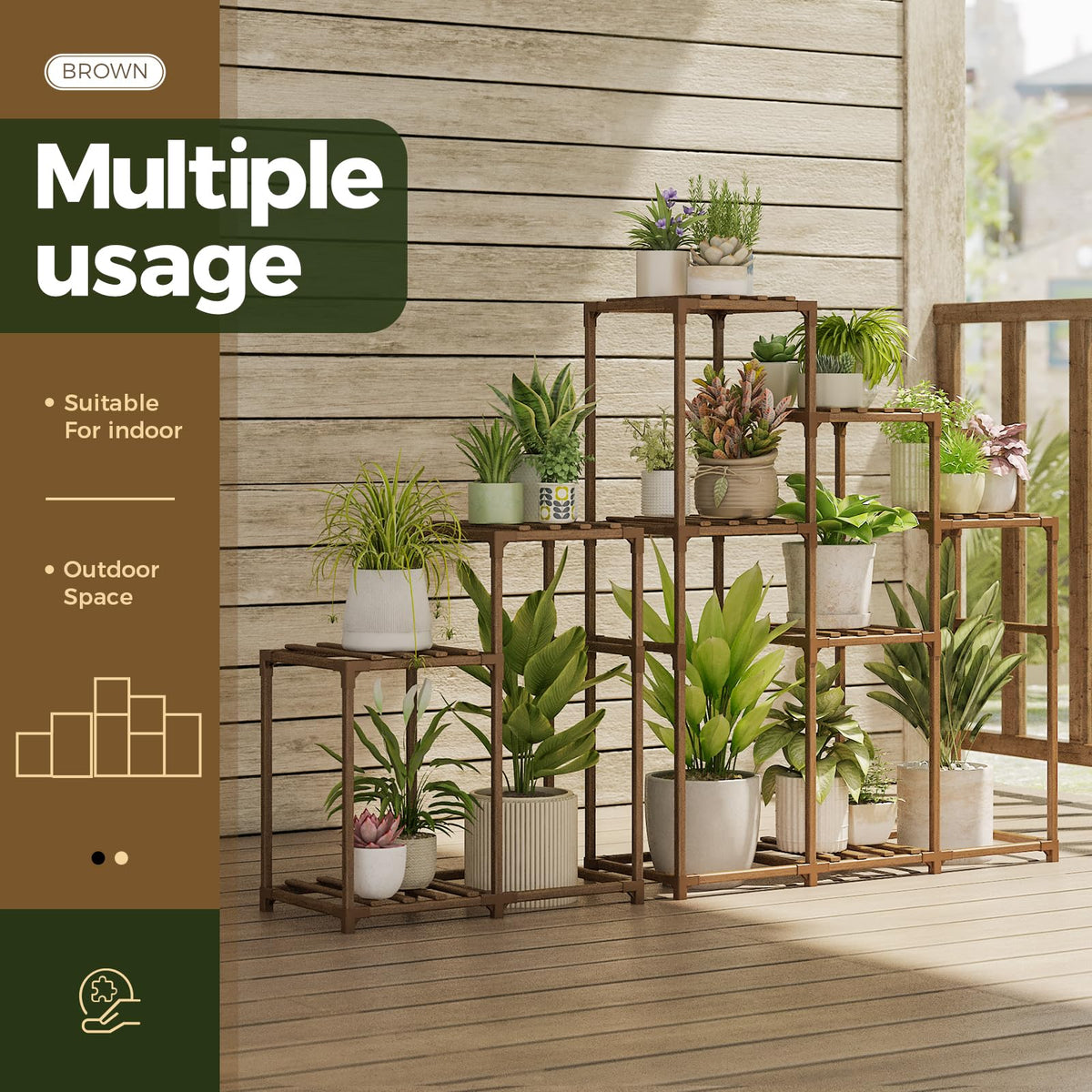 Bamworld Plant Stand Indoor with Flower Fairy Lights Battery Plant Shelf Father Jim Norris notebooks