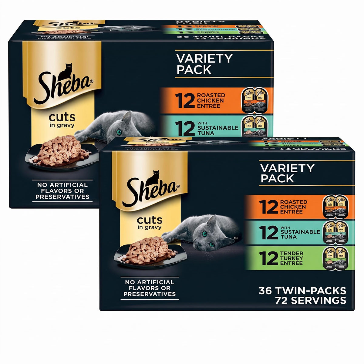 Sheba Perfect Portions Cuts Wet Cat Food, Salmon & Tuna, 2.6 oz, 12 ct, 2pk