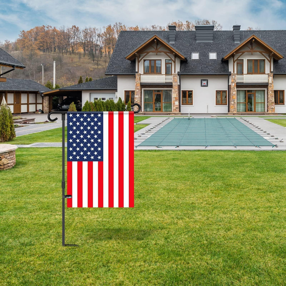 HOOSUN Garden Flag Stand,Premium Garden Flag Holder Pole Metal Powder-Coated Weather-Proof Paint with Graden Flag Clip and Spring Stoppers Without Flag Garden Decorations Father Jim Norris notebooks