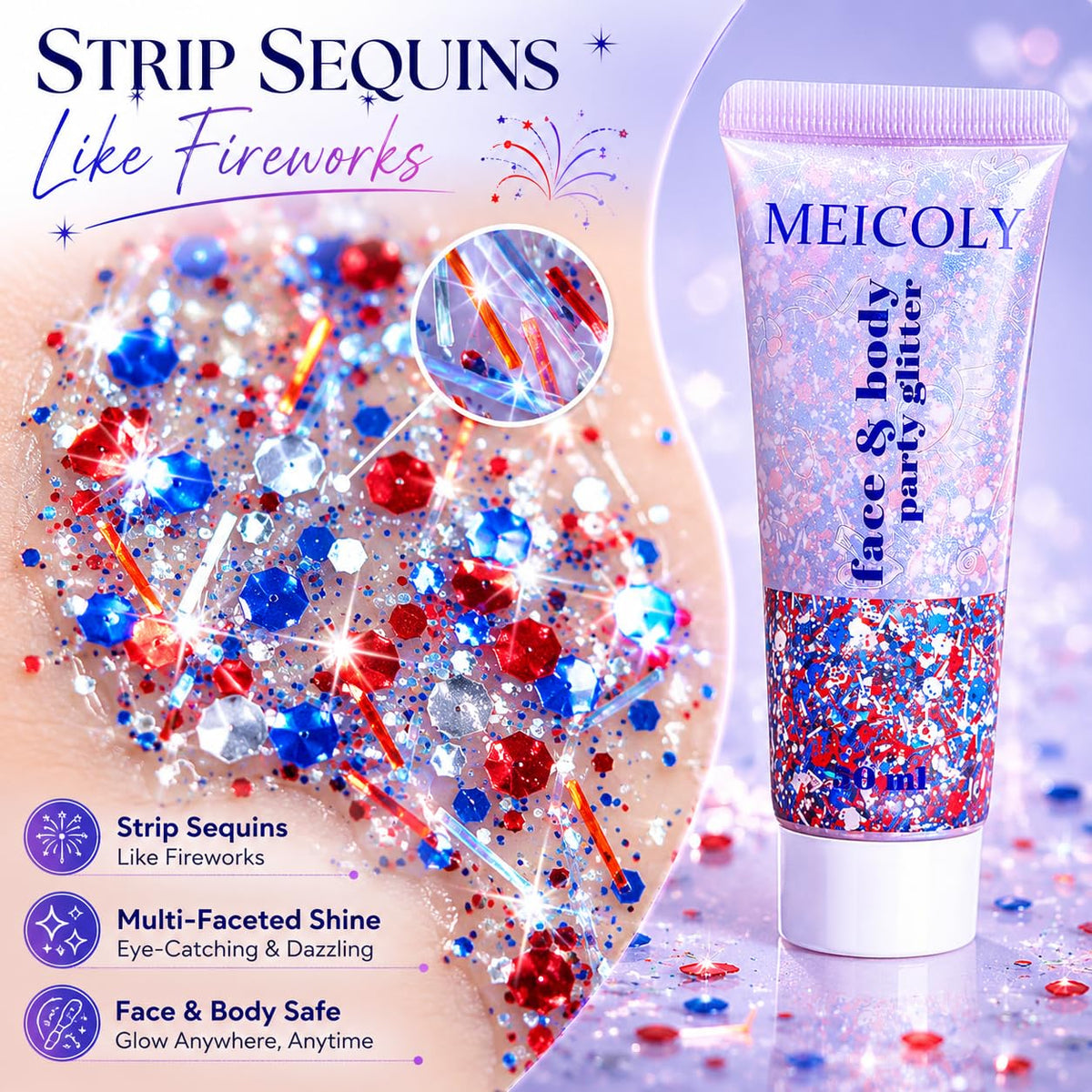 Clear White Face Body Glitter Gel, Halloween Mermaid Fairy Hair Glitter Makeup for Kids