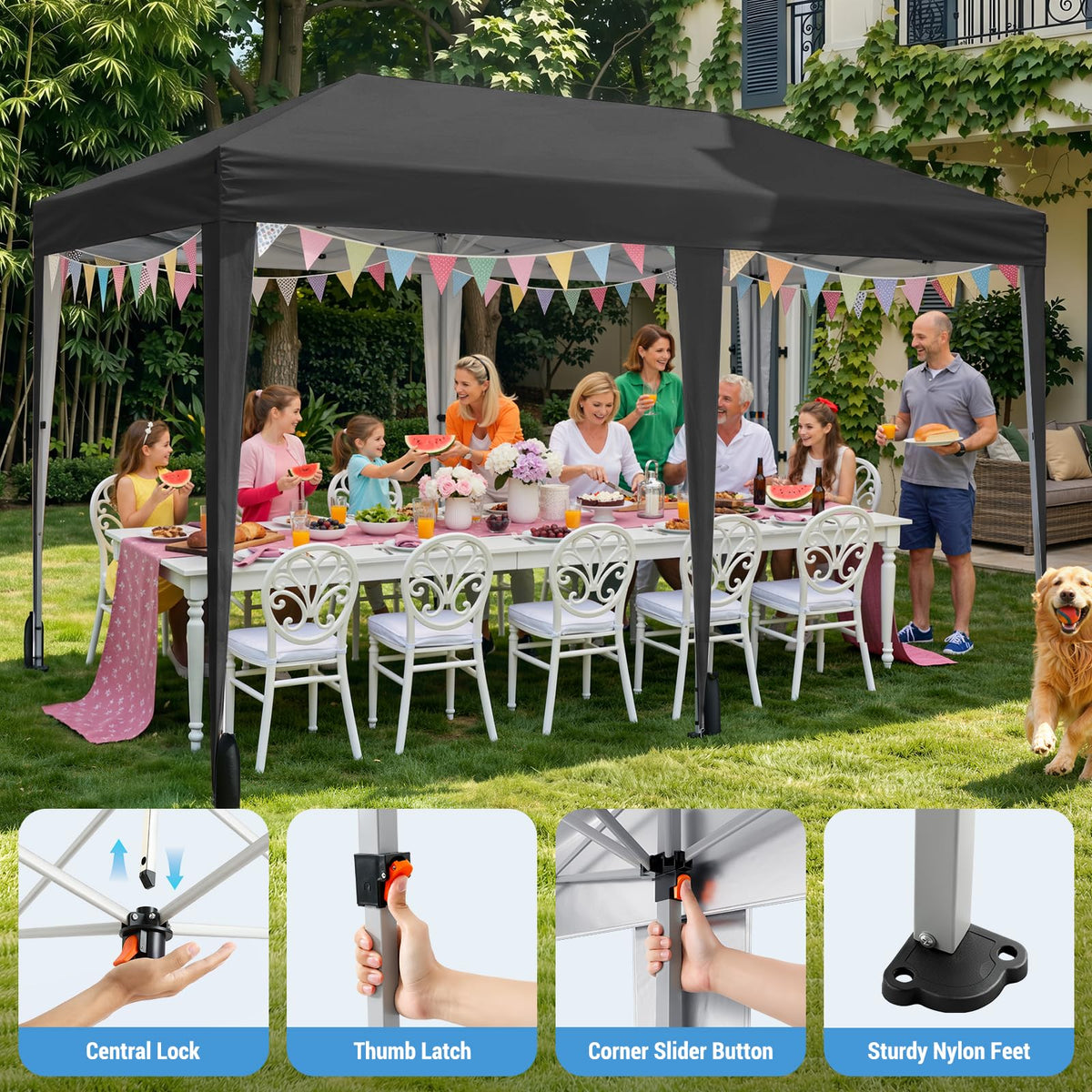 10x10 Pop Up Canopy Tent with One-Push Center Lock,Dark Gray Father Jim Norris notebooks