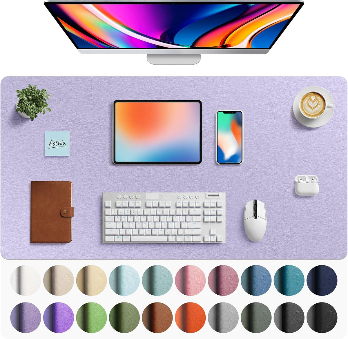Aothia Non-Slip Waterproof PU Leather Desk Pad Protector for Mouse, Writing Desk, Office, Home, Laptop Blotter, 23.6" x 13.7", Black Father Jim Norris notebooks