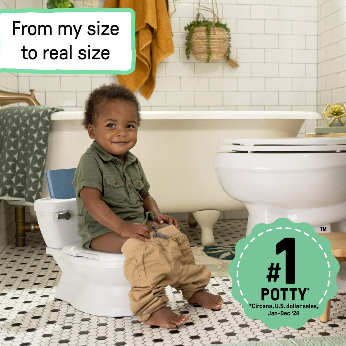 Ingenuity My Size Potty Training Toilet Kit with Sylvi Potty Training Book, Makes Learning