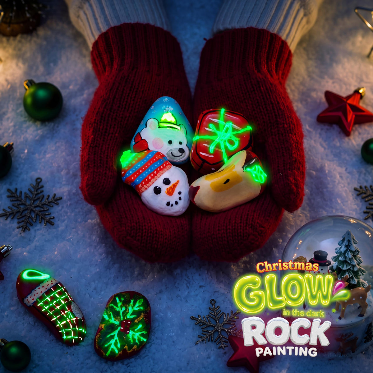 Rock Painting Kit- Glow in The Dark Rock Kit, Arts and Crafts for Kids Ages 6-12, Art Supplies Toy, Kids Craft Paint Kits, Arts & Crafts for Boys Girls Birthday Party Gift Toy