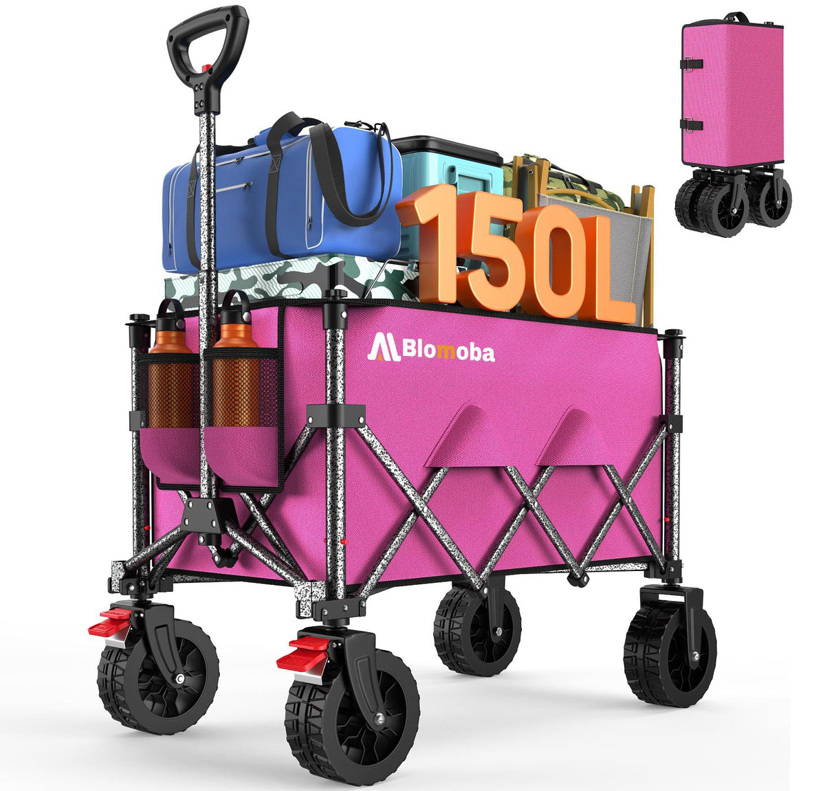 Blomoba Folding Wagon Cart with Wheels, 220lbs Utility Wagon Cart, Black Father Jim Norris notebooks