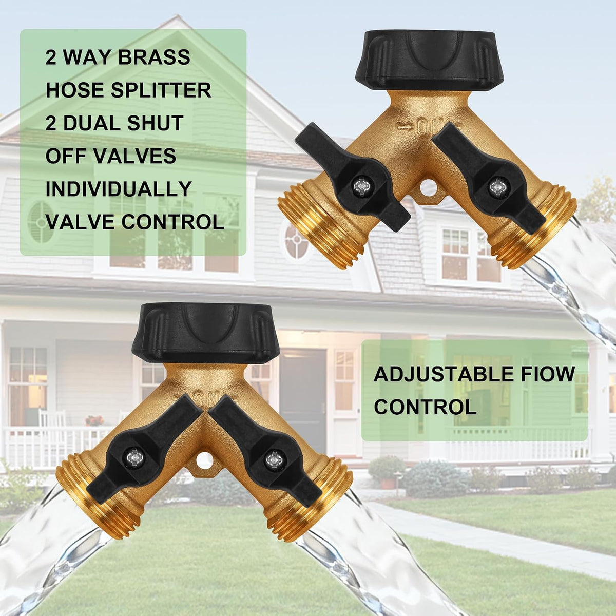 Biswing Garden Hose Splitter 2 Way, Heavy Duty Brass Connector Tap Splitter, Y Splitter 2 Valves with 2 Extra Rubber Washers Father Jim Norris notebooks