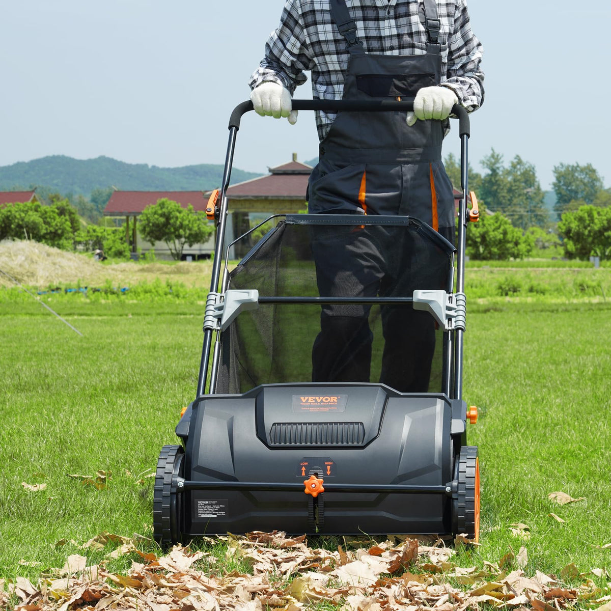 VEVOR Push Lawn Sweeper 26 in Leaf & Grass Collector 7 cu. ft. Hopper Bag Father Jim Norris notebooks
