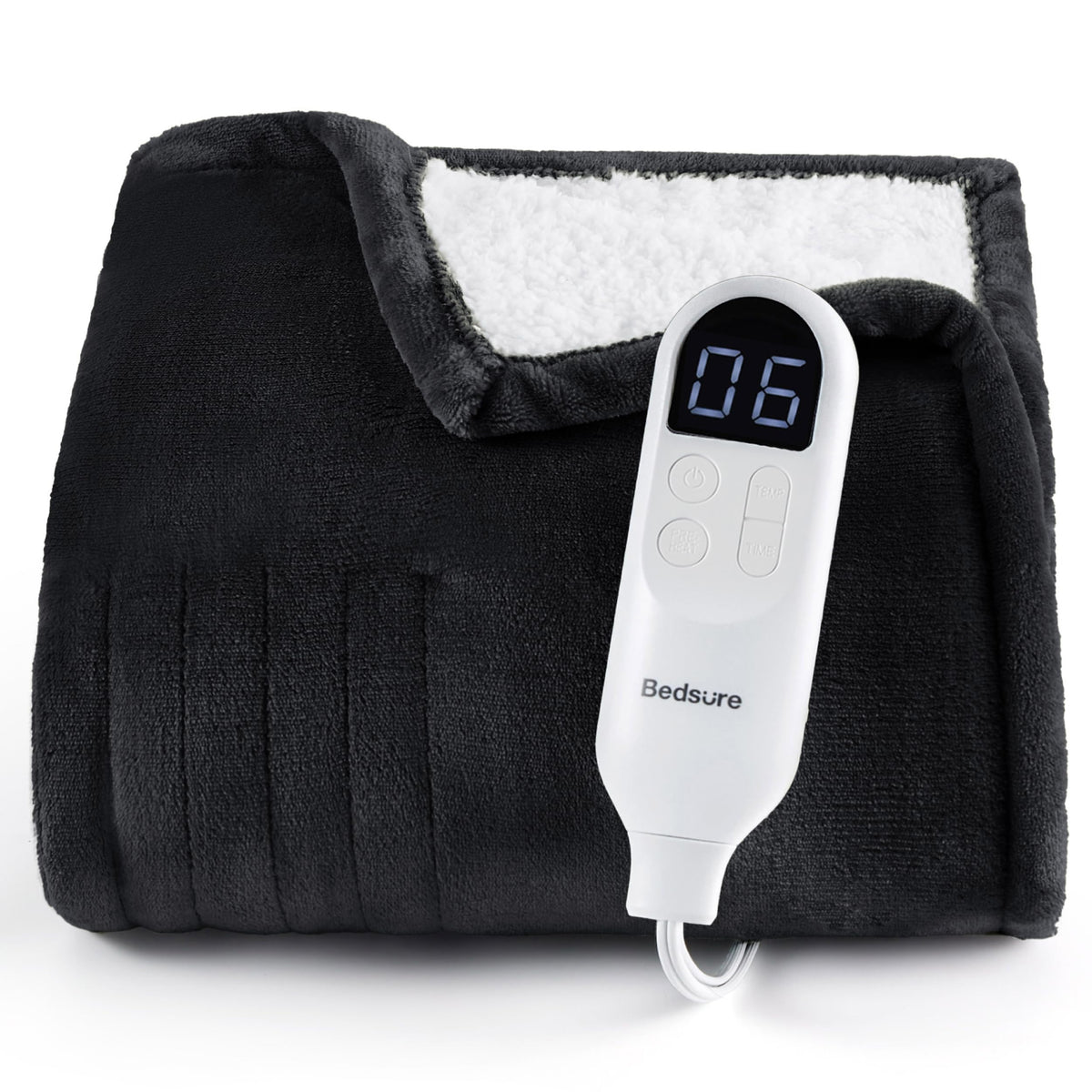 Bedsure Electric Blanket Twin with Preheat Function - Soft Flannel Heated Blanket Twin Size, Fast Heating with 6 Time Settings (Up to 10H) & 6 Heat Settings, Gifts for Grandma (62x84 inches, Grey)