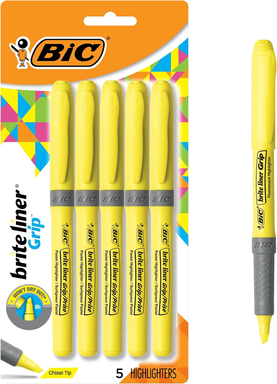 BIC Brite Liner Highlighters, Chisel Tip, 5-Count Pack, Assorted Colors Father Jim Norris notebooks