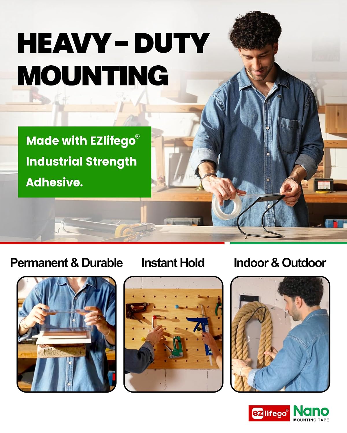 EZlifego Heavy Duty Invisible Bond Nano Double Sided Mounting Tape, 9.85FT Father Jim Norris notebooks
