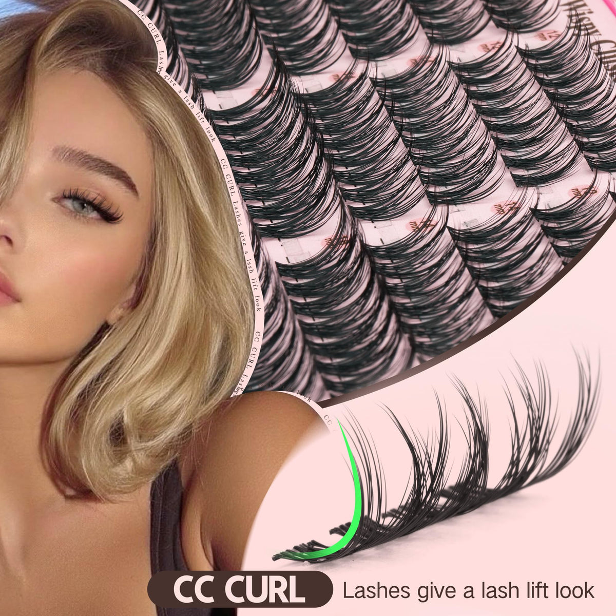 Goddvenus Lash Clusters Kit 9-14mm Wispy Eyelash Clusters Lashes Natural DIY Lash Extension Kit Short Cluster Eyelash Extensions Kit 300pcs C Curl Individual Lashes Cluster Eyelash (With Tweezers)
