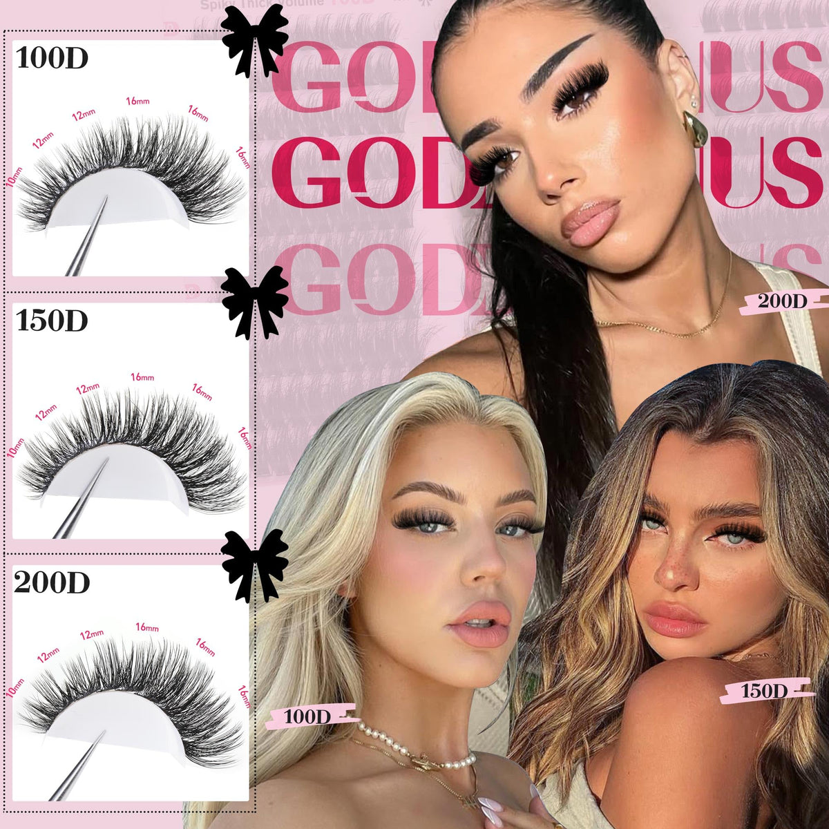 Goddvenus Lash Clusters Kit 9-14mm Wispy Eyelash Clusters Lashes Natural DIY Lash Extension Kit Short Cluster Eyelash Extensions Kit 300pcs C Curl Individual Lashes Cluster Eyelash (With Tweezers)