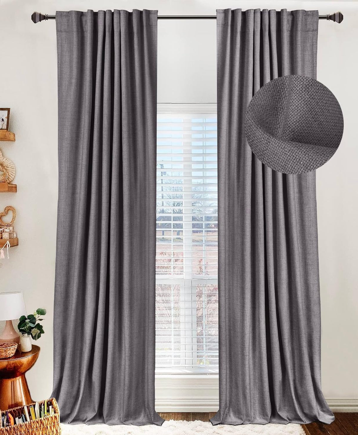 Blush Pink Total Blackout Sliding Door Curtains 96 Inches Long