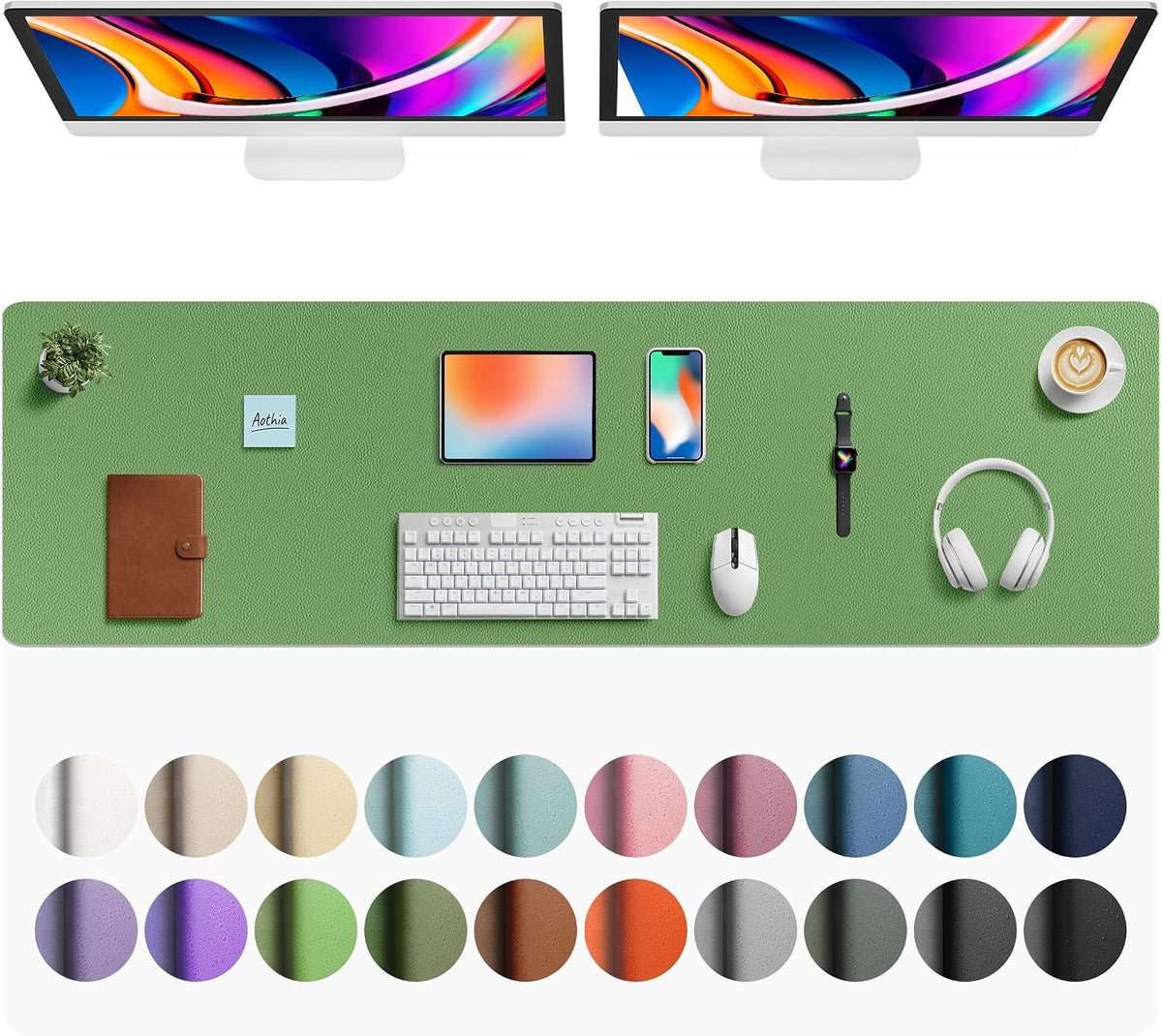Aothia Non-Slip Waterproof PU Leather Desk Pad Protector for Mouse, Writing Desk, Office, Home, Laptop Blotter, 23.6" x 13.7", Black Father Jim Norris notebooks