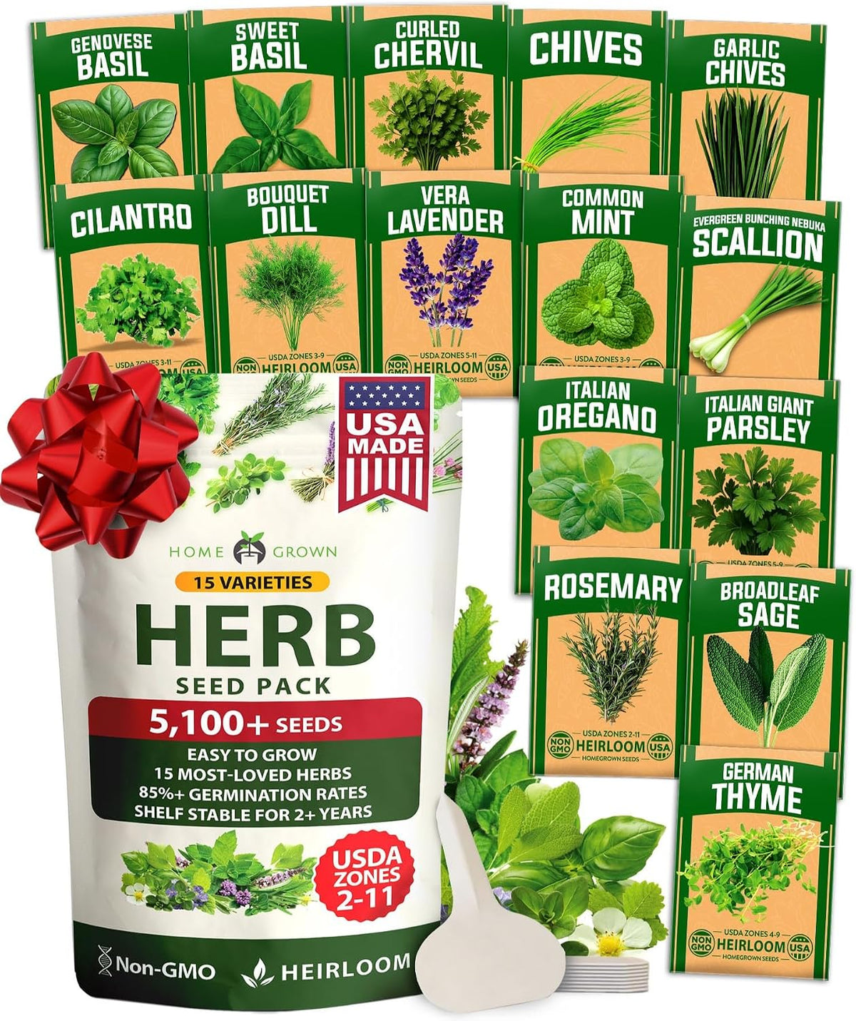 HOME GROWN 15 Herb Seed Variety Kit, 5100+ Seeds, Culinary Herb Kit Father Jim Norris notebooks