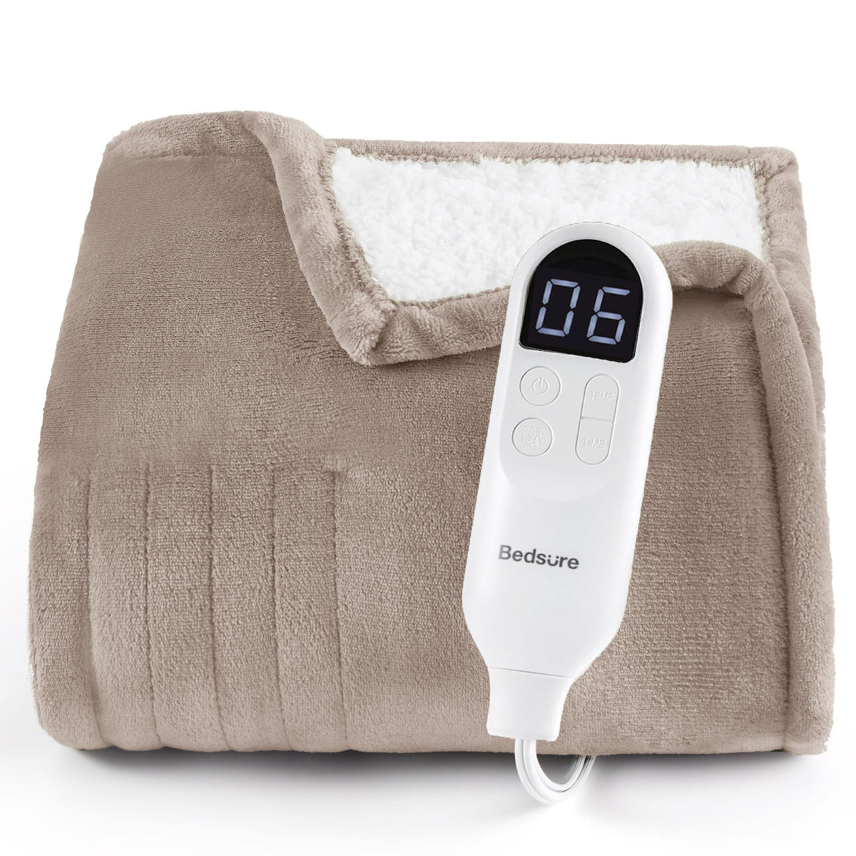 Bedsure Electric Blanket Twin with Preheat Function - Soft Flannel Heated Blanket Twin Size, Fast Heating with 6 Time Settings (Up to 10H) & 6 Heat Settings, Gifts for Grandma (62x84 inches, Grey)