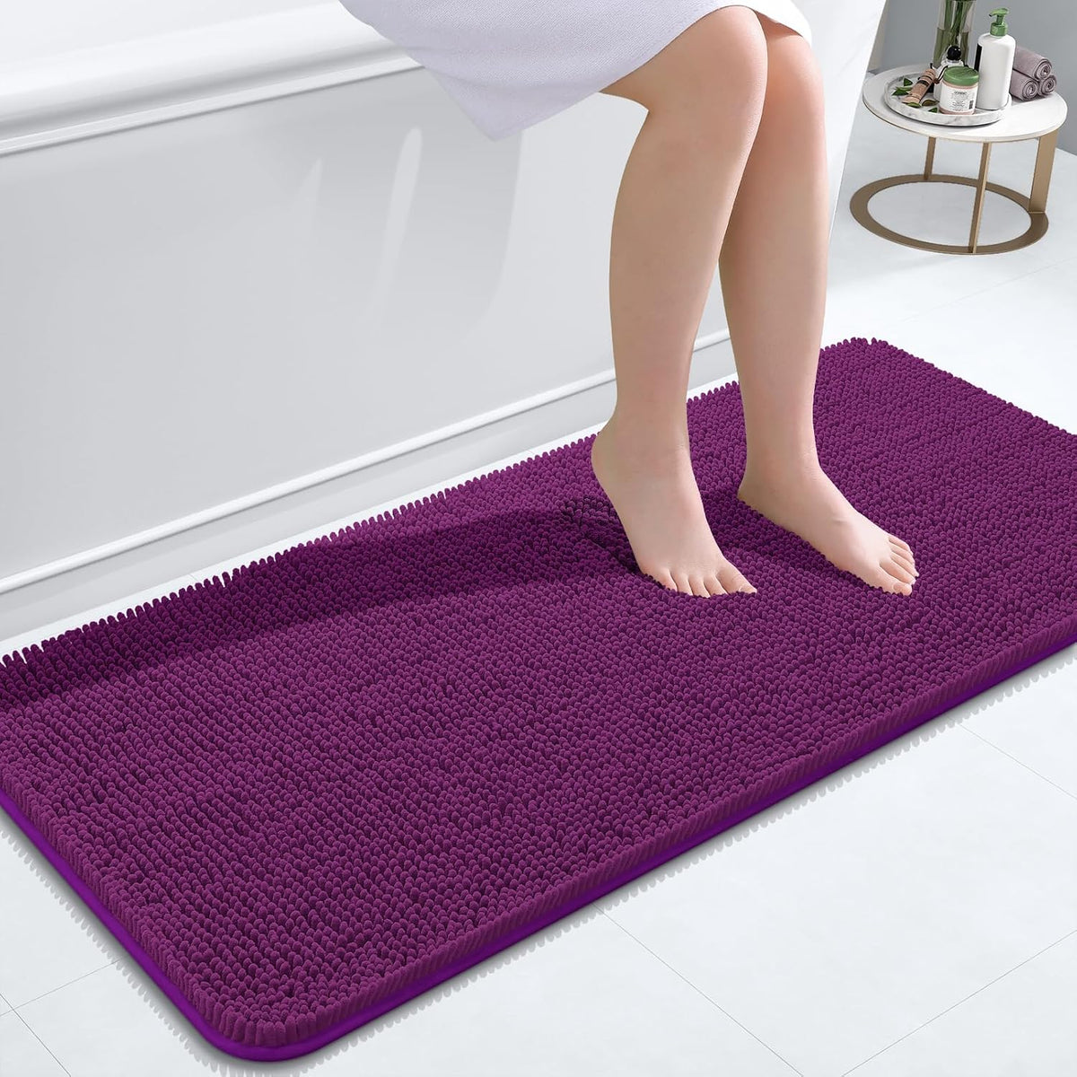 OLANLY Toilet Rugs U-Shaped 20x20,, Soft Absorbent Chenille Contour Rugs